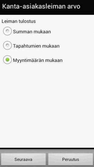 -> saa valita Kappalemäärän minkä ylittyessä leiman annetaan.