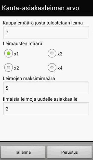 Ostamalla 21 tuotetta saa 3 leimaa. Leimausten määrä kertoo kuinka monta leimaa yhdellä leimauksella saa.