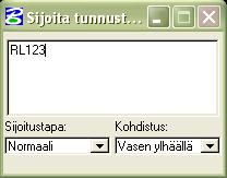 6.2 Tekstitunnuksen sijoitus kaavioon Komennolla sijoitetaan tekstitunnus kaavioon. Tekstin asetukset määritetään tausta-asetuksissa (fontti, vahvuus, väri, taso, koko, etäisyydet).