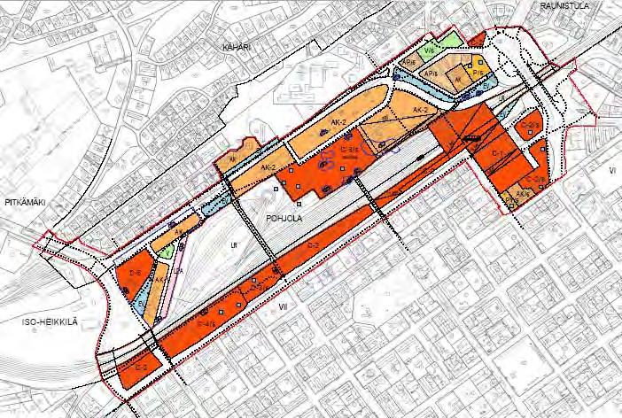 15 Kuva 12: Ratapiha-alueen osayleiskaava luonnos (hyv. 7.2.2006) Konepajan alue sijaitsee alle kilometrin etäisyydellä Kauppatorista.