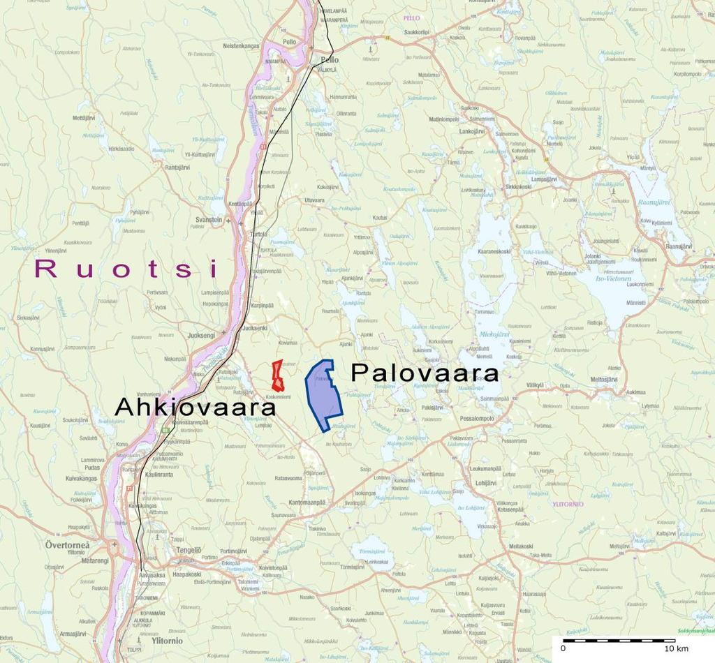 JOHDANTO 1 JOHDANTO wpd Finland Oy suunnittelee tuulipuistoaluetta Pellon kunnassa sijaitsevalle Palovaaran Ahkiovaaran alueelle (kuva 1.1). Hankealue koostuu kahdesta eri osa-alueesta.