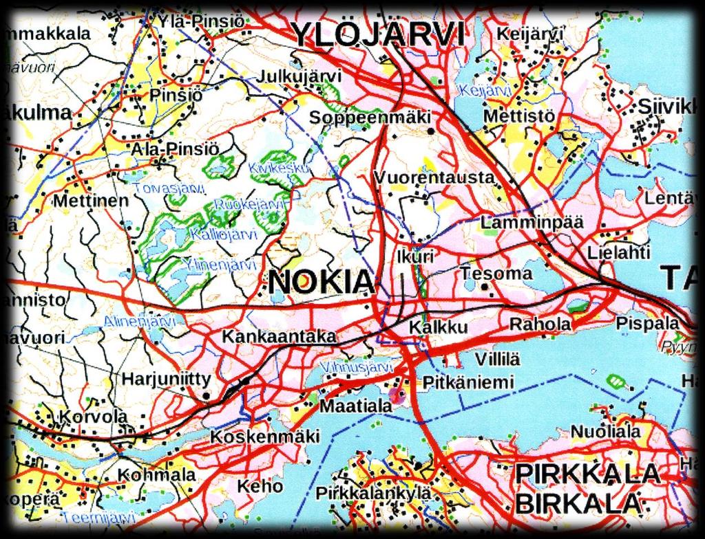 TAUSTAA Kasvillisuusselvityksen kohteena oleva alue sijaitsee Nokian keskustasta pohjoiseen, Porintien (tienro 11) pohjoispuolella.