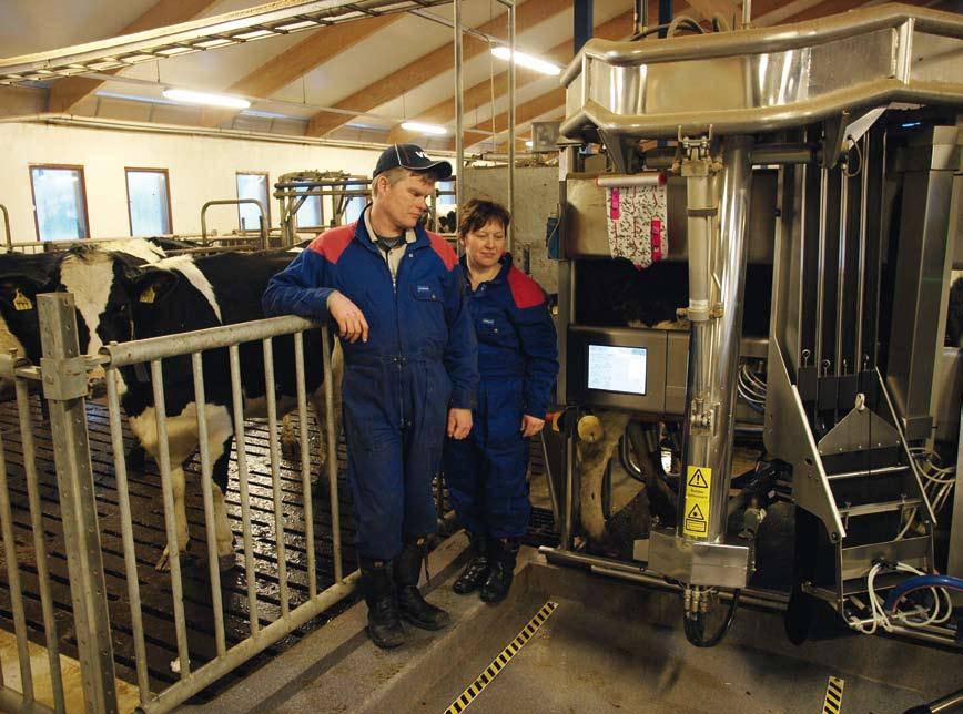Yhdellä robotilla yli 2000 kiloa maitoa päivässä Paavo Tuovinen Maaninkalaisilla Tarja ja Tapani Pylkkösellä oli viime vuonna 65 lehmää, joiden keskituotos on hyvä, noin 11.000 kiloa. Tilan VMS-robotti lypsi vuoden aikana 730.