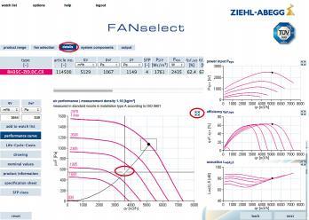 FANselect haun tulokset (19) Taulukosta voi valita yhden tai useamman tuotteen, joiden puhallinkäyriä voi vertailla diagrammien muodossa.