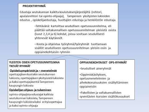 Opetussuunnitelma on laadittu seudullisissa työryhmissä, ja kaikissa työryhmissä on ollut edustus kaikilta koulutuksenjärjestäjiltä.