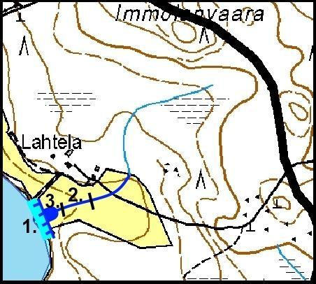 59 Kuva 16. Pintavalutuskenttä 3 ja pohjapadot (Maanmittauslaitos lupa nro 7/MML/12, SYKE) Pintavalutuskentän 3 alustava rakenne (Kuva 16): 1. Pintavalutuskenttä. 2.