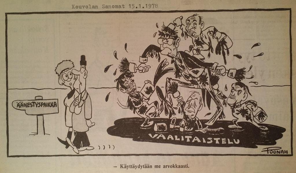 PRESIDENTINVAALIT 1978 Presidentinvaalissa 1978 Kymen alueen valitsijamiehet Esko Almgren, Pentti Harjula ja Marjatta Laakko.