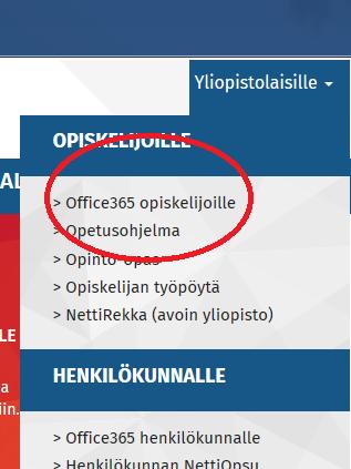 IT Helpdeskin sivuille (http://www.uta.fi/it-helpdesk/, kuva 2). Ohjeet käyttöön löytyvät valikosta Palvelut / Office 365, ja ohjeet asennukseen omalle koneelle valikosta Palvelut / Ohjelmistot. 1.