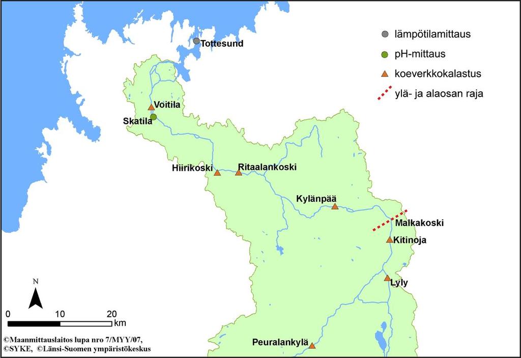 2.2 Koeverkkokalastukset vuosina 2007 2010 Koeverkkokalastuksissa käytettiin vuosina 2007-2010 VEKARY-standardiverkkosarjoja (solmuvälit 12, 15, 20, 25, 35, 45 ja 60 sekä 75 mm riimu).