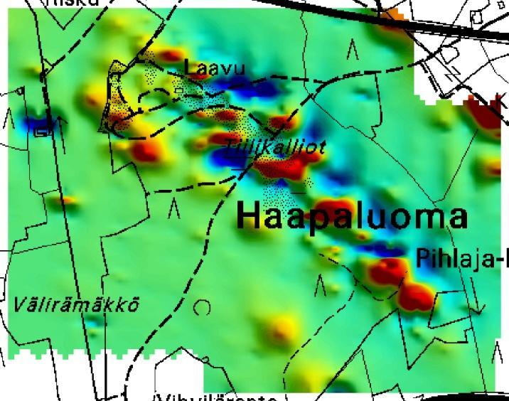 55 km 2 :n alueella. Geofyysikkona toimi Jaana Lohva E-Suomen yksiköstä. Magneettinen mittaus tehtiin protonimagnetometrillä (ENVI-Mag.