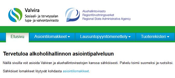 Käyttöohje 6 (24) 5.2. Toimitusilmoitus verkkolomakkeella sähköisessä asioinnissa Sähköiseen asiointiin kirjaudutaan osoitteessa: https://alpo.valvira.fi/asiointi/login.aspx?