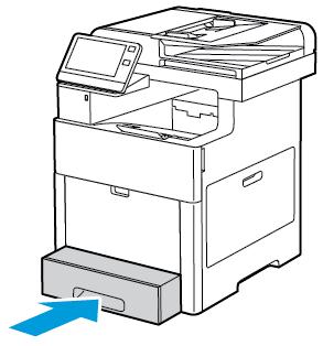 Paperit ja muu tulostusmateriaali Tarrojen lisääminen alustalle 1 1. Kun haluat poistaa alustan tulostimesta, vedä sitä ulospäin, kunnes se pysähtyy. Nosta hieman alustan etuosaa ja vedä alusta ulos.