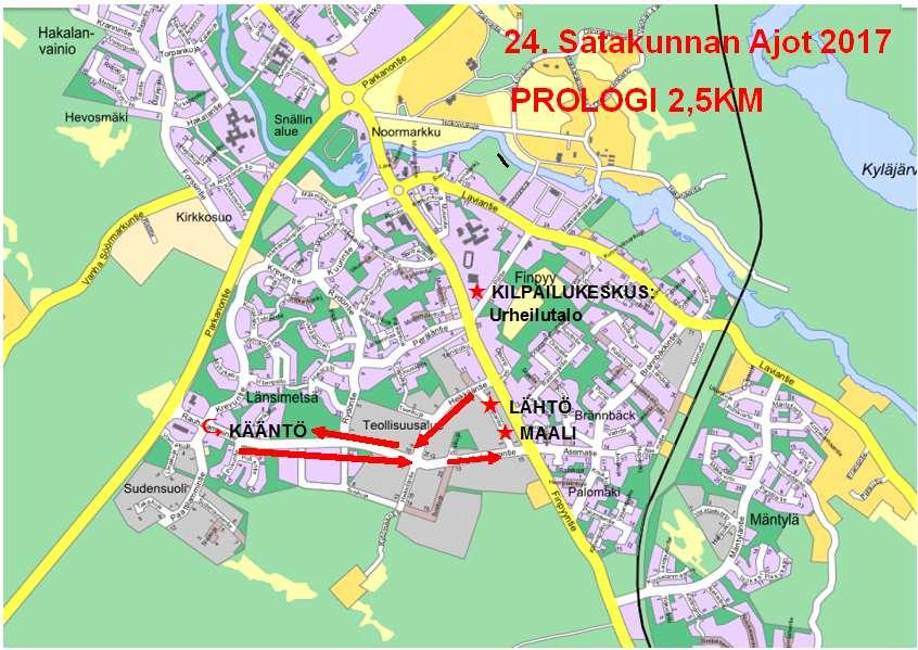 4. KILPAILUREITIT PROLOGI, 2,8 km: Prologin lähtö on etelään noin 500m päässä kilpailukeskuksesta Piispantiellä ja maali on myös Piispantiellä.