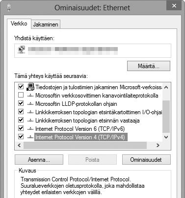 4 Ota näytölle TCP/IP-asetukset.