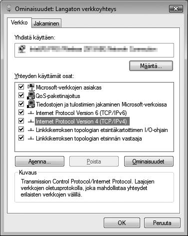 72 4 Ota näytölle TCP/IP-asetukset.