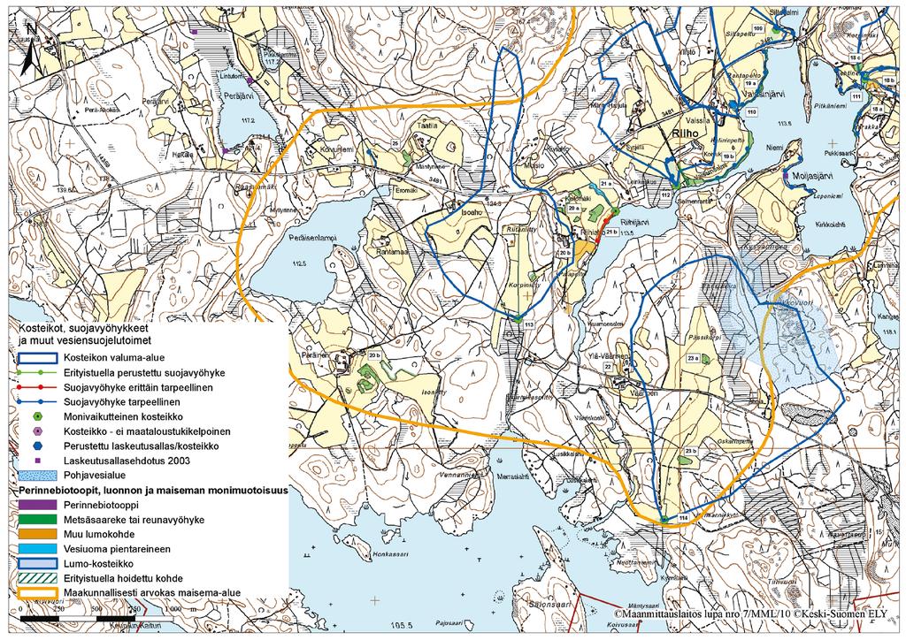 Kartta 7. Lumo-kohteet 20-25 ja kosteikkokohteet 113-114.