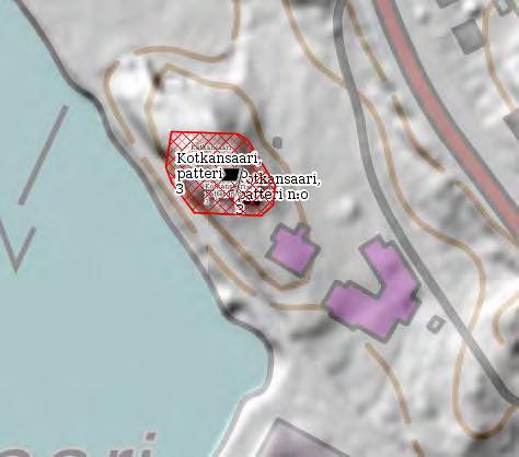 41 1000007732 Kotkansaari, patteri n:o 3 tykkiasemat Uusi rajaus 28.3.2017.