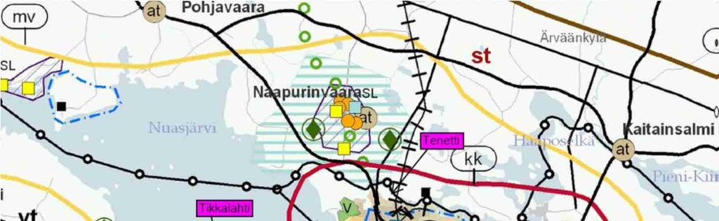 Kainuun maakuntakaava 2020:ssa (Kuva 85) Tenettiin on osoitettu seudullisesti/maakunnallisesti merkitystä omaava veneväylä.