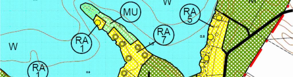 Yleiskaavassa purkupaikka on vesialuetta (W).