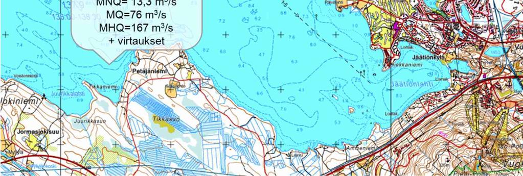 Toukansalmen valuma-alue on noin 17367 km 2. Valuma-alueen koon kasvu kasvattaa myös virtaamia, keskialivirtaaman ollessa noin 15 m 3 /s ja keskivirtaaman 196 m 3 /s.