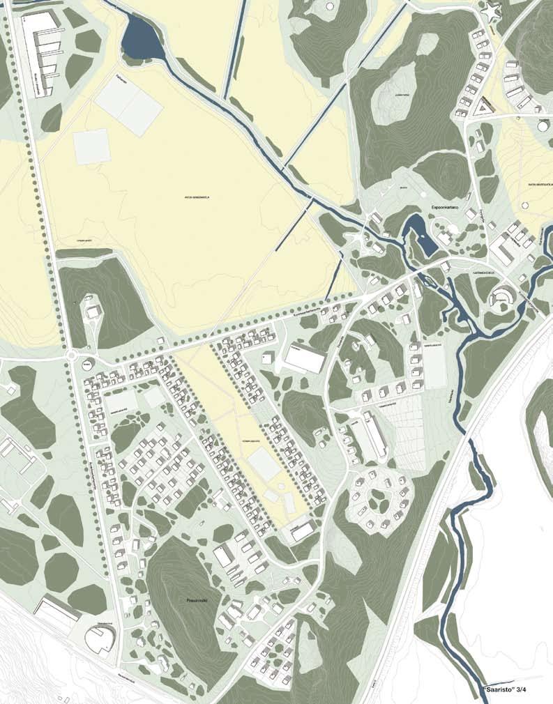 An attempt has been made to find different models for housing and use this to create an individual identity for the village areas. The placing of building is, however, partly too loose.