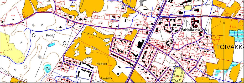 Alueen lävitse kulkee 20 kv:n sähkölinja sekä vesija viemärijohdot. 1.1.4 Maanomistus Kaavoittettavan alueen omistaa Toivakan kunta.