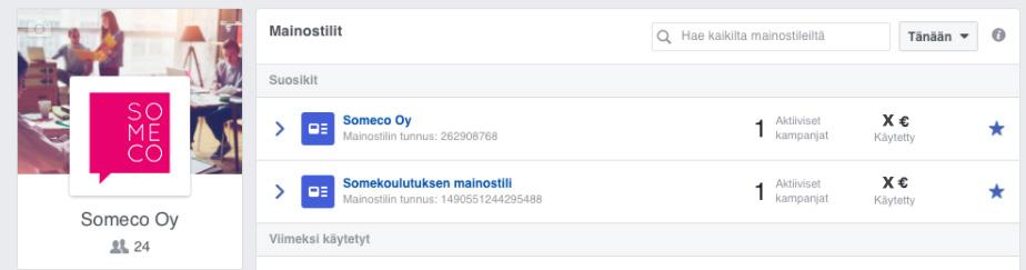 Business Managerin käyttö Kun olet luonut yrityksellesi tilin Business manageriin, pääset hallinnoimaan ylläpitämiäsi Facebook-sivuja kahdella tavalla.