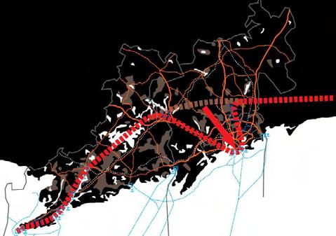 27 erikoistuminen nousee tuotannollisesta ja taloudellisesta toiminnasta) ja Linear City (rakentamisen voimakas keskittäminen nopean rautatien varteen, ks. idea 7.