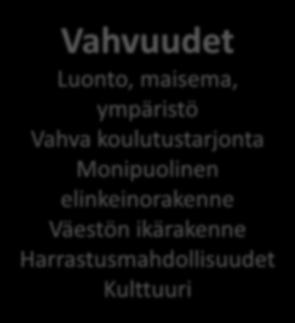 Kulttuuri kunnan vetovoimatekijänä Vahvuudet