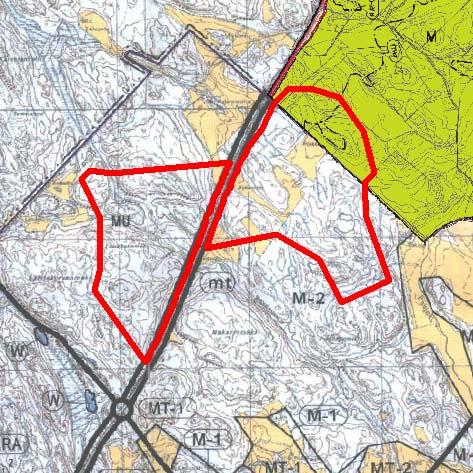 Alue muodostuu pääosin muutamasta >50 ha kiinteistöstä. Rakentamisolosuhteet ovat haastavat. Moottoritie halkaisee alueen.