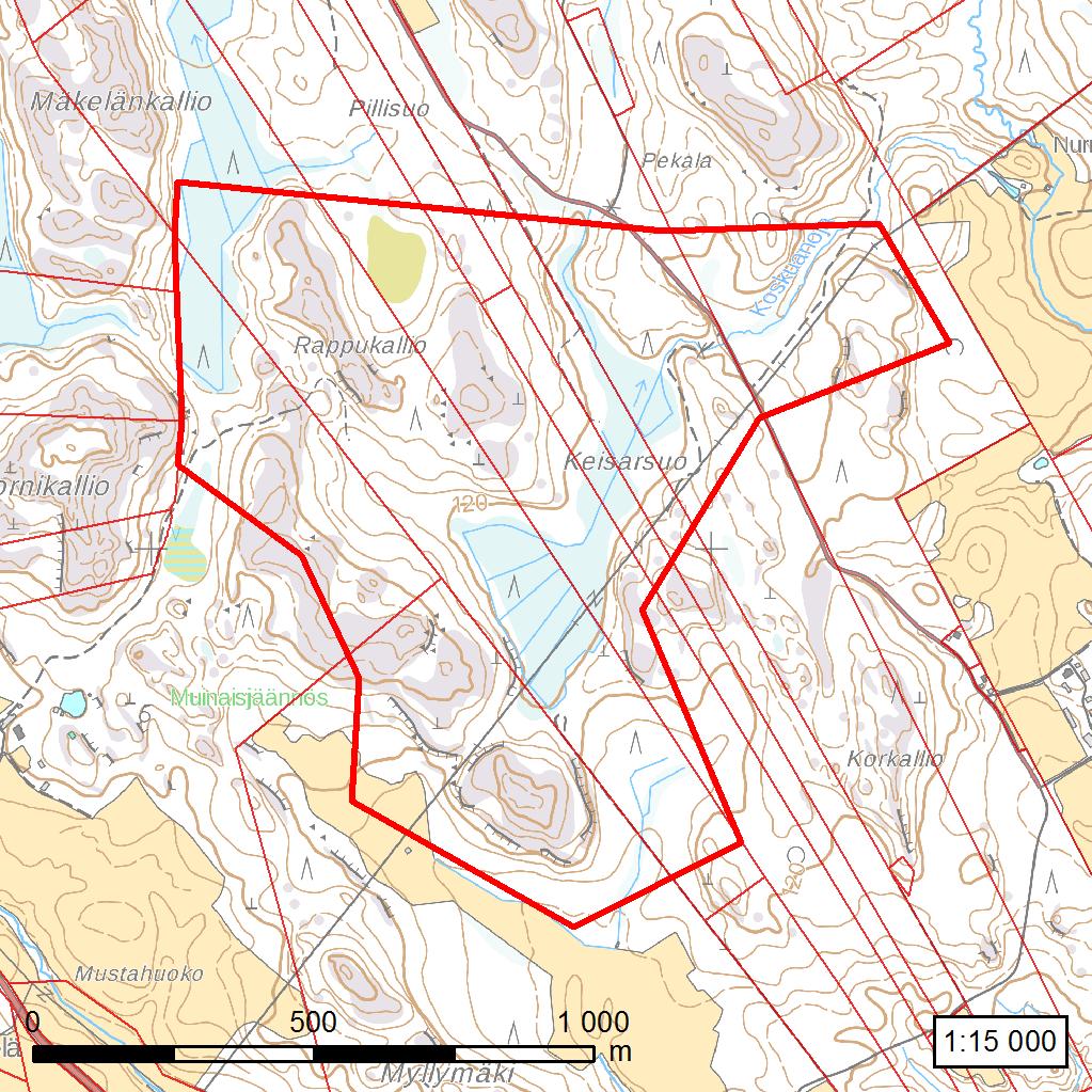 sijaitsee Hollolassa, noin 14 kilometrin päässä Lahden keskustasta. Alue on kauttaaltaan metsäinen, eikä sille sijoitu asutusta.