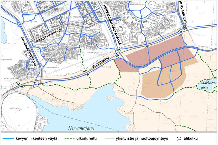 Kaukolämpöverkostoon on mahdollista liittää ainakin kerros- ja rivitalot. Ruskonkehän aluevarauksen mitoitus mahdollistaa sen muuttamisen 2-kehäksi.