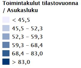 toimintaan suhteessa väestöön Kauniaisissa, Hartolassa, Padasjoella, Inkoossa, Parikkalassa ja Espoossa (106 78 /asukas).