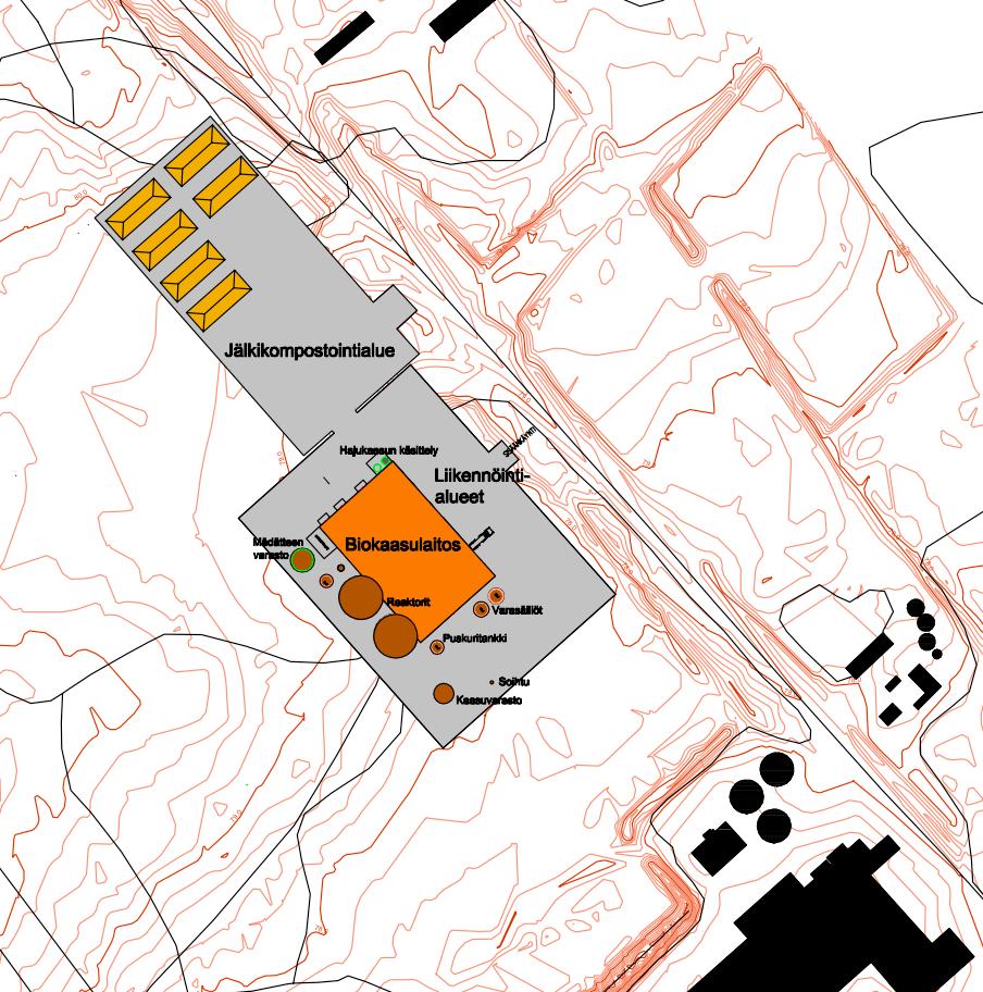 Kuva 4-6. Layout piirustus vaihtoehdossa VE1.