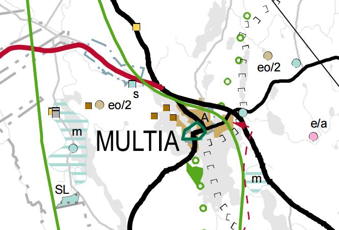 3.2 Suunnittelutilanne 3.2.1 Maakuntakaava Multia kuuluu Keski-Suomen liiton alueeseen. Ympäristöministeriö vahvisti Keski-Suomen maakuntakaavan 14.4.2009 ja se sai lainvoiman 10.12.2009. Ote Keski-Suomen maakuntakaavasta.