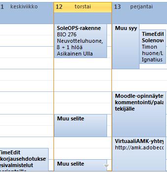 näin tuotuun kalenterii ei päivity TimeEditissä tehdyt muutokset.