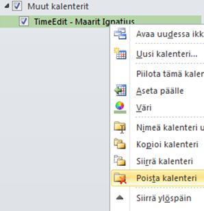 Sivu 16 / 16 Näin haettu kalenteri näkyy Muut kalenterit -listassa Etsi uusi kalenterisi vasemmalta kalenterien listalta (nimi on usein pitkä kirjain- ja numerosarja) ja anna sille haluamasi uusi