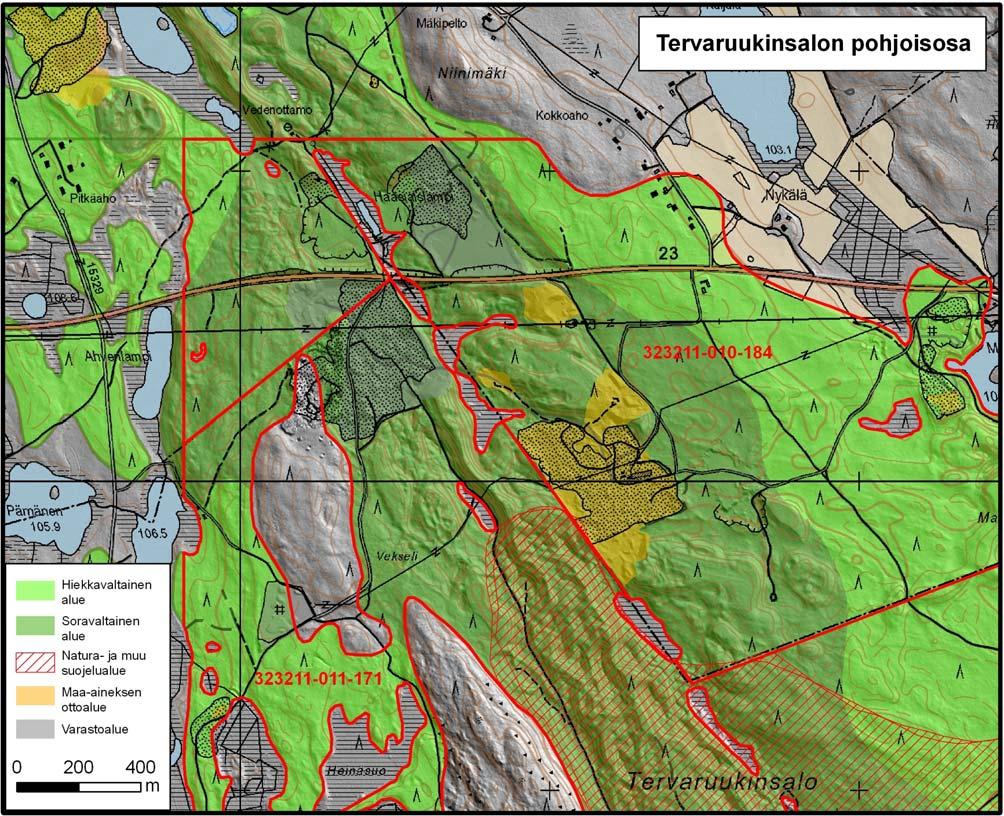 GEOLOGIAN TUTKIMUSKESKUS Varkauden keskeinen kulutusalue 11 KITTI-palvelun tiedot: Tervaruukinsalolla on ollut yhteensä 10 maa-ainesten ottolupaa, joista yhdeksän on päättynyt 1991-2012 ja yksi