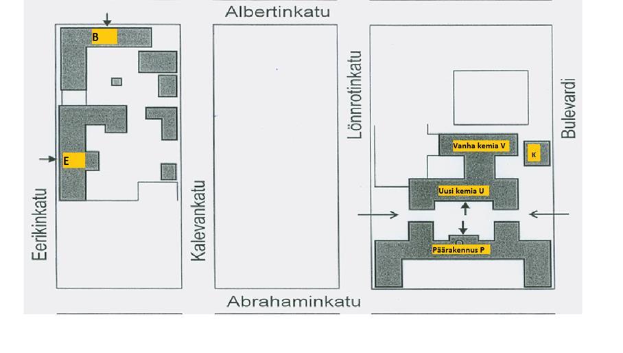 KARTTA * Käynti kiinteistöihin ilman kulkukorttia osoitettu punaisella nuolella: