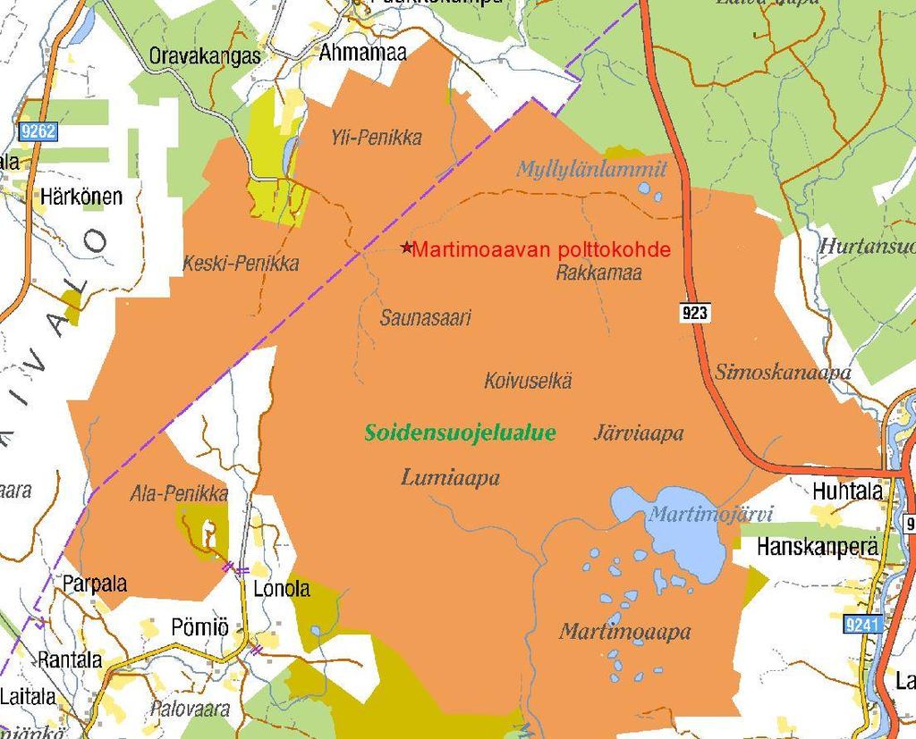 Martimoaapa-Lumiaapa-Penikat kartassa oranssilla.