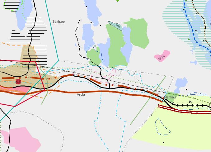 Iitin Sääksjärven länsipuoliset alueet Päijät-Hämeen maakuntakaavassa 2014. Lähteet: Päijät-Hämeen liitto, Kymenlaakson Liitto, Maanmittauslaitos Iitin kunta siirtyy 1.1.2019 alkaen Kymenlaaksosta Päijät-Hämeen maakuntaan.