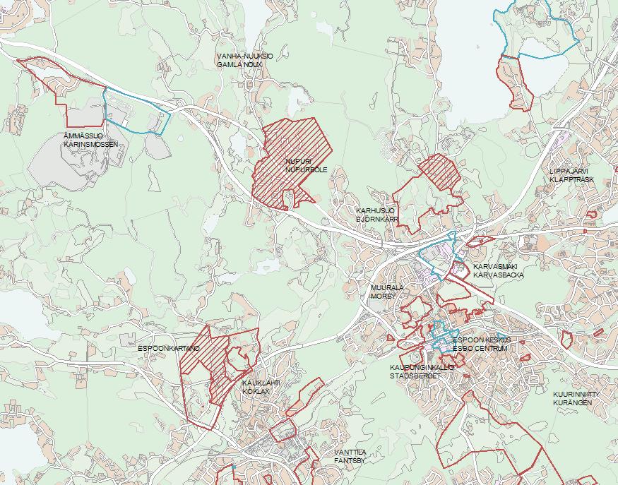 Söderskoginaukea, 432300 Tavoitteena on luoda asemakaavalliset toteuttamisedellytykset Espoonväylälle, nykyiseen maankäyttöön