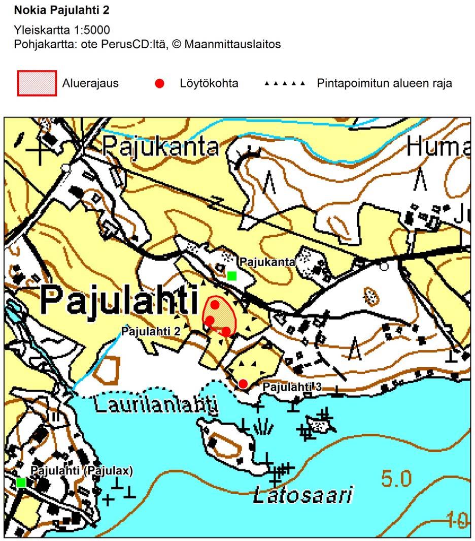 Kartta 4. Nokia Pajulahti 2, yleiskartta.