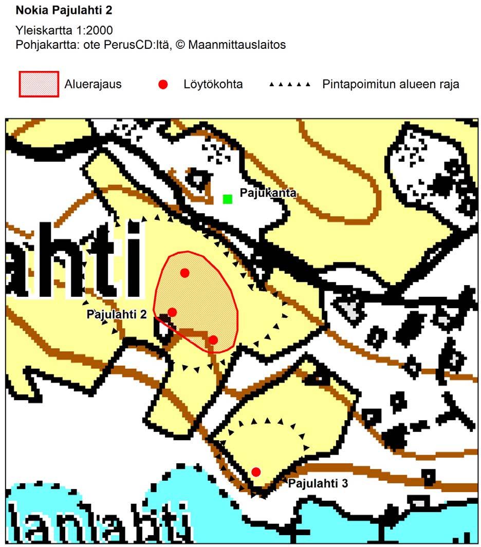 Kartta 5. Nokia Pajulahti 2, yleiskartta.