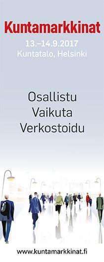 Tervetuloa Kuntamarkkinoille 134.9.2017 Kuntamarkkinat kokoaa yhteen julkishallinnon päättäjät, kunnille ja maakunnille palveluita tarjoavat yritykset sekä kolmannen sektorin toimijat.