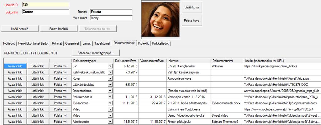 HENKILÖSTÖ - DOKUMENTTILINKIT Esimerkkejä henkilöstön dokumenttityypeistä. Henkilöihin liittyy monenlaisia dokumentteja.