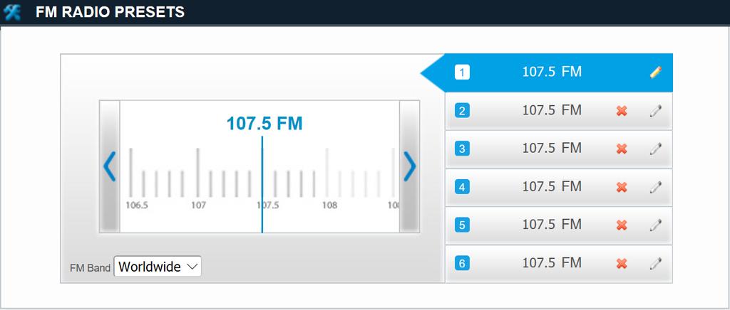 4.2.3 FM-RADION ASETUKSET CARDO COMMUNITYSSA Tallentaaksesi kuusi asemaa FM-radion esivalintaan Cardo Communitya käyttäen: 1. Vieritä alas osaan FM RADIO PRESETS. 2.