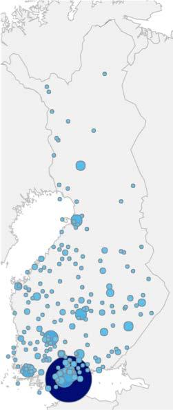 FI-PALVELUN VUOSITTAISTEN ISTUNTOJEN MÄÄRÄ KOTIMAASSA Jaoteltu kaupunkien mukaan Istuntojen määrä palvelussa on lähes kolminkertaistunut kolmessa vuodessa.