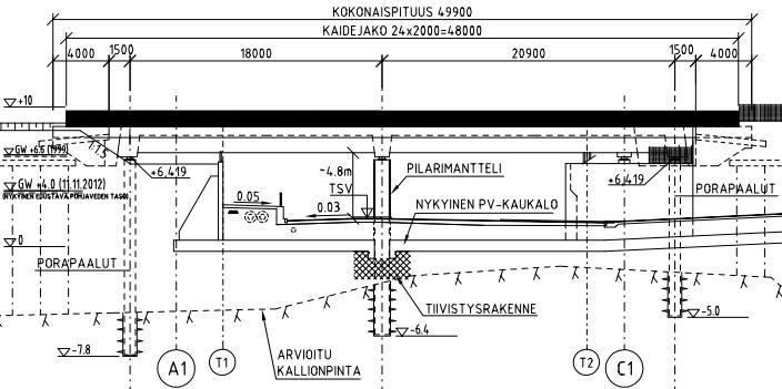Uusi silta on tyypiltään jännitetty betoninen jatkuva ulokepalkkisilta, n tyyppiä Jbjup. Siltapaikka on erittäin haastava raidejärjestelyissä tarvittavien uusien muutosten osalta.