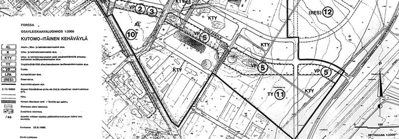 Kutomo Itäinen kehäväylä osayleiskaava Kansallisen kaupunkipuiston teemaosayleiskaava Kutomo Itäinen kehäväylä osayleiskaavassa 1995